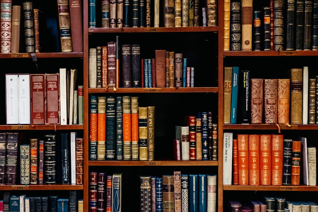 bookshelf with crime novels